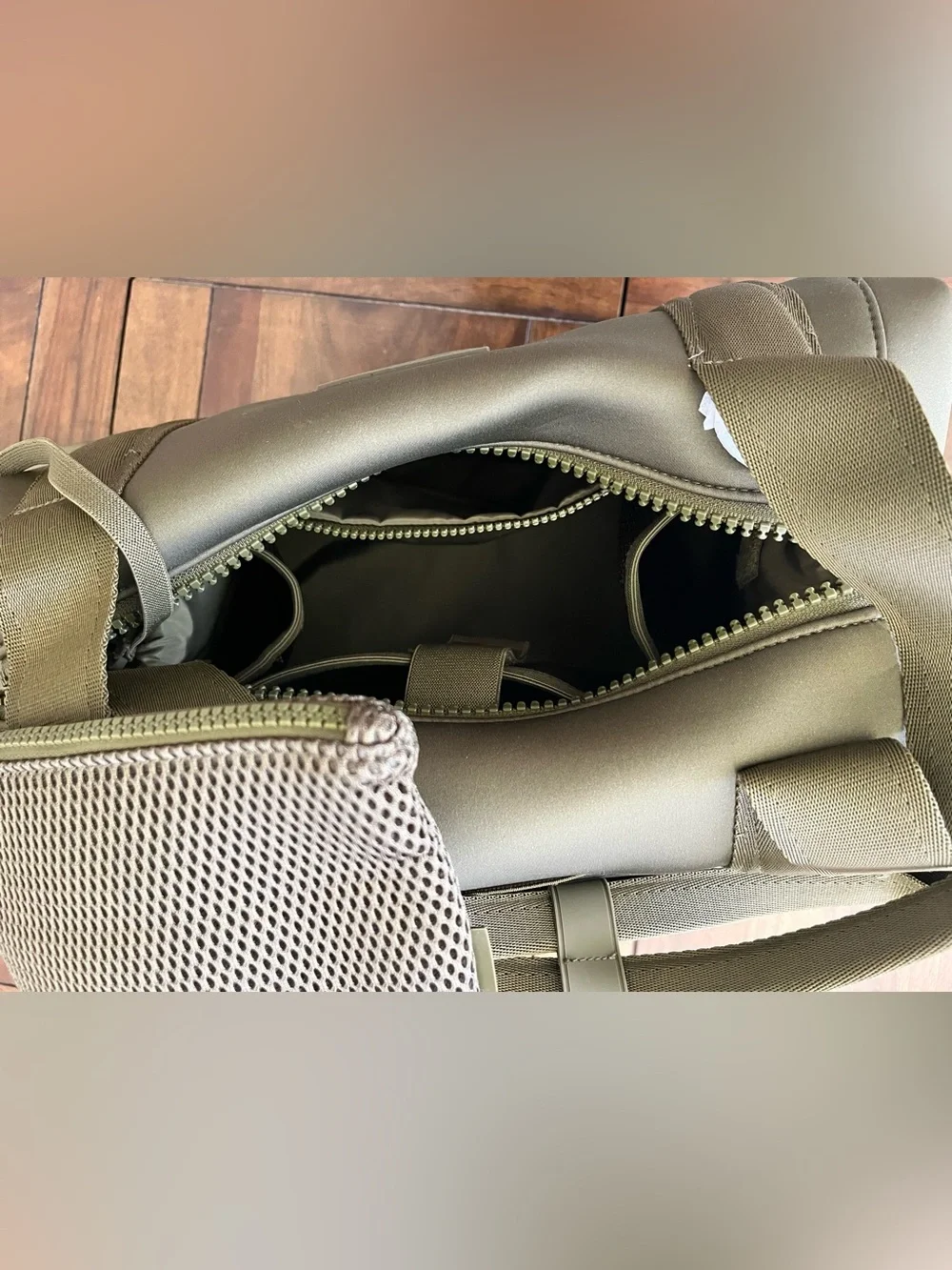 Dagne Dover Olive Green Neoprene Duffel Bag - NWT